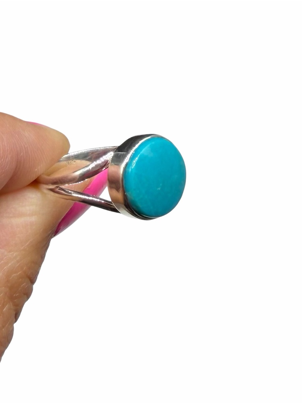 Aztec Mountain Turquoise Ring Size 8.5 Solid 925 Sterling Silver - Picture 4 of 7